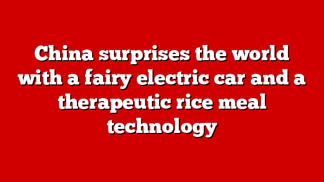 China surprises the world with a fairy electric car and a therapeutic rice meal technology