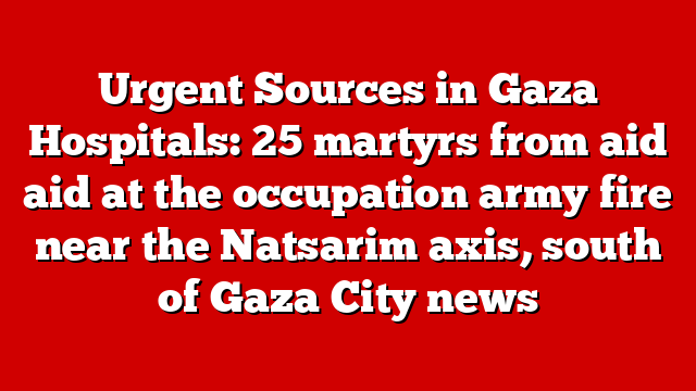 Urgent Sources in Gaza Hospitals: 25 martyrs from aid aid at the occupation army fire near the Natsarim axis, south of Gaza City news