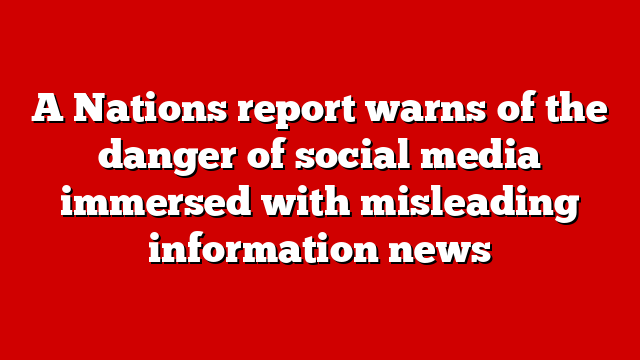 A Nations report warns of the danger of social media immersed with misleading information news