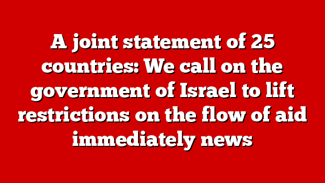 A joint statement of 25 countries: We call on the government of Israel to lift restrictions on the flow of aid immediately news