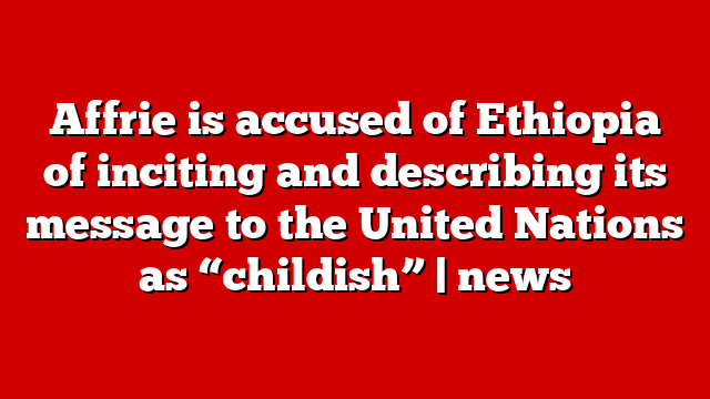 Affrie is accused of Ethiopia of inciting and describing its message to the United Nations as “childish” | news