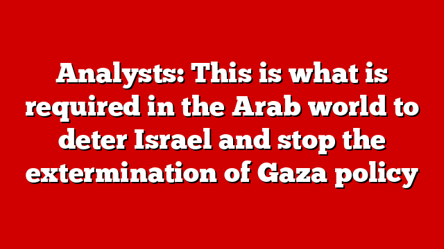 Analysts: This is what is required in the Arab world to deter Israel and stop the extermination of Gaza policy