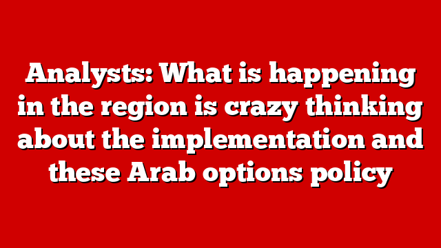 Analysts: What is happening in the region is crazy thinking about the implementation and these Arab options policy