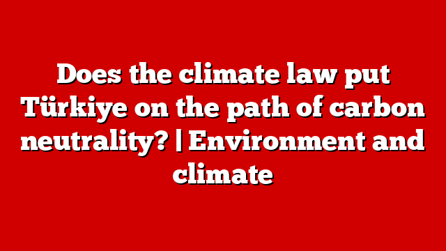 Does the climate law put Türkiye on the path of carbon neutrality? | Environment and climate