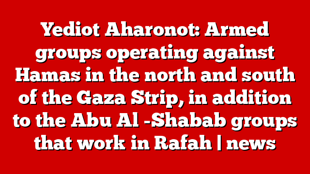 Yediot Aharonot: Armed groups operating against Hamas in the north and south of the Gaza Strip, in addition to the Abu Al -Shabab groups that work in Rafah | news